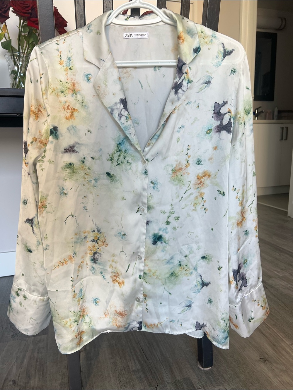Zara abstract silk shirt
